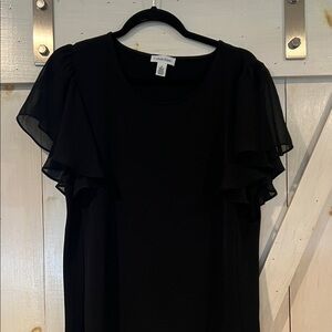 Calvin Klein Black Blouse with Ruffle Sleeves